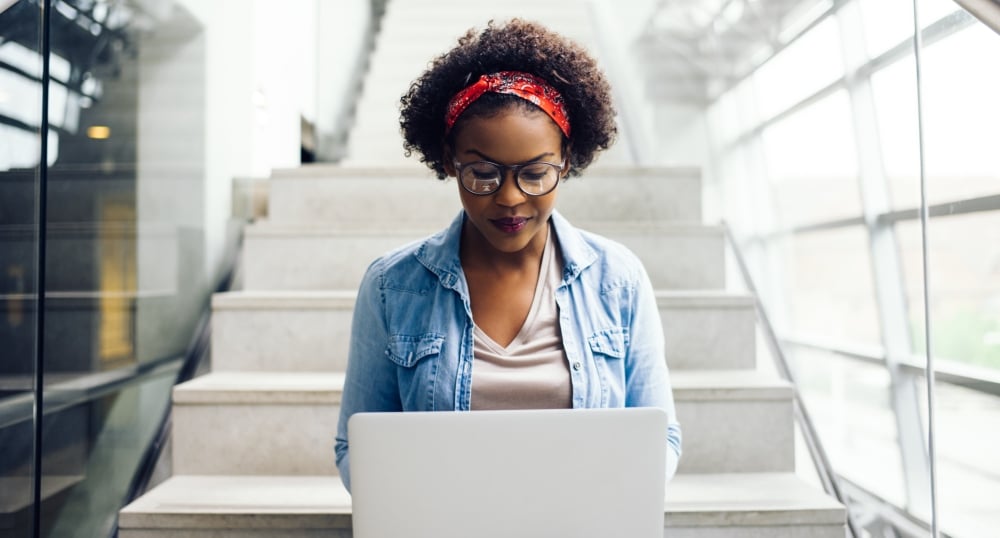 Female dental student studying